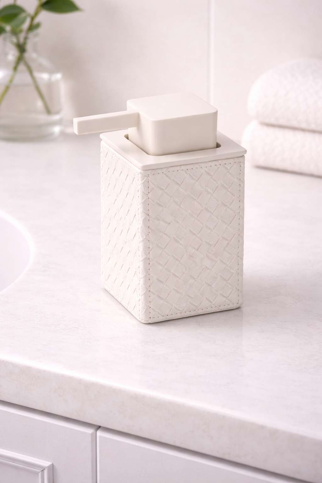 Gedy Marrakech Beyaz Deri Sıvı Sabunluk | Banyo Aksesuarı