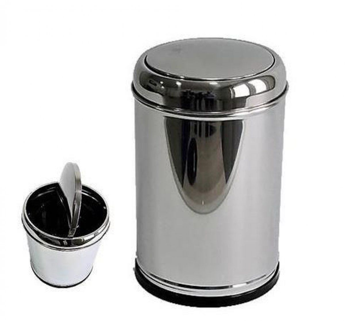 Lider Sallanır Kapak Çöp Kovası Krom 30 Litre | Paslanmaz Çelik Çöp Kovası