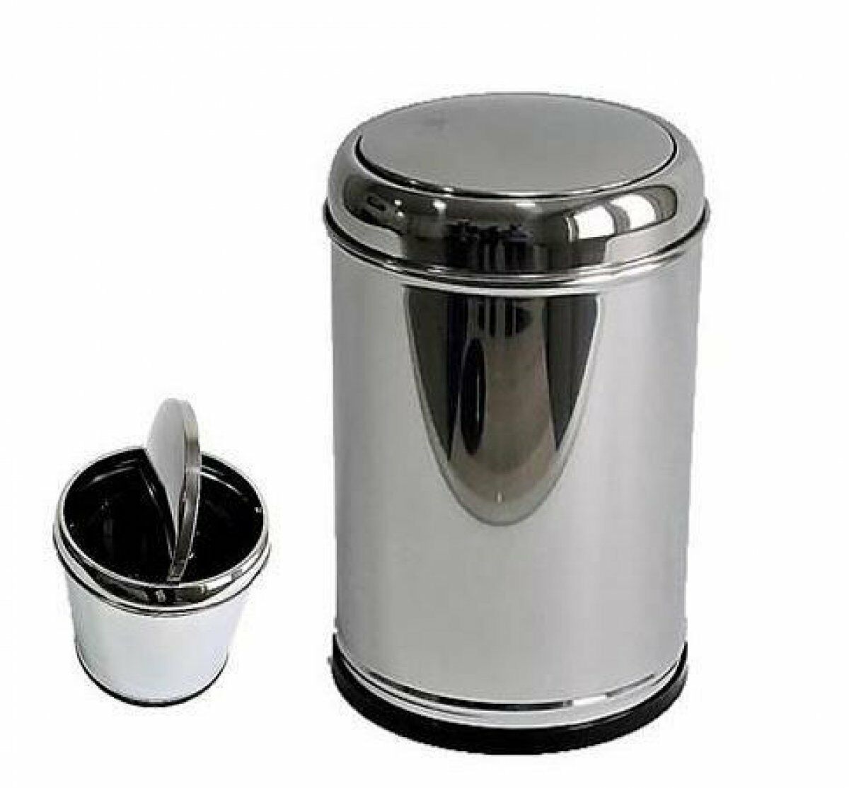 Lider Sallanır Kapak Çöp Kovası Krom 16 Litre | Paslanmaz Çelik Çöp Kovası