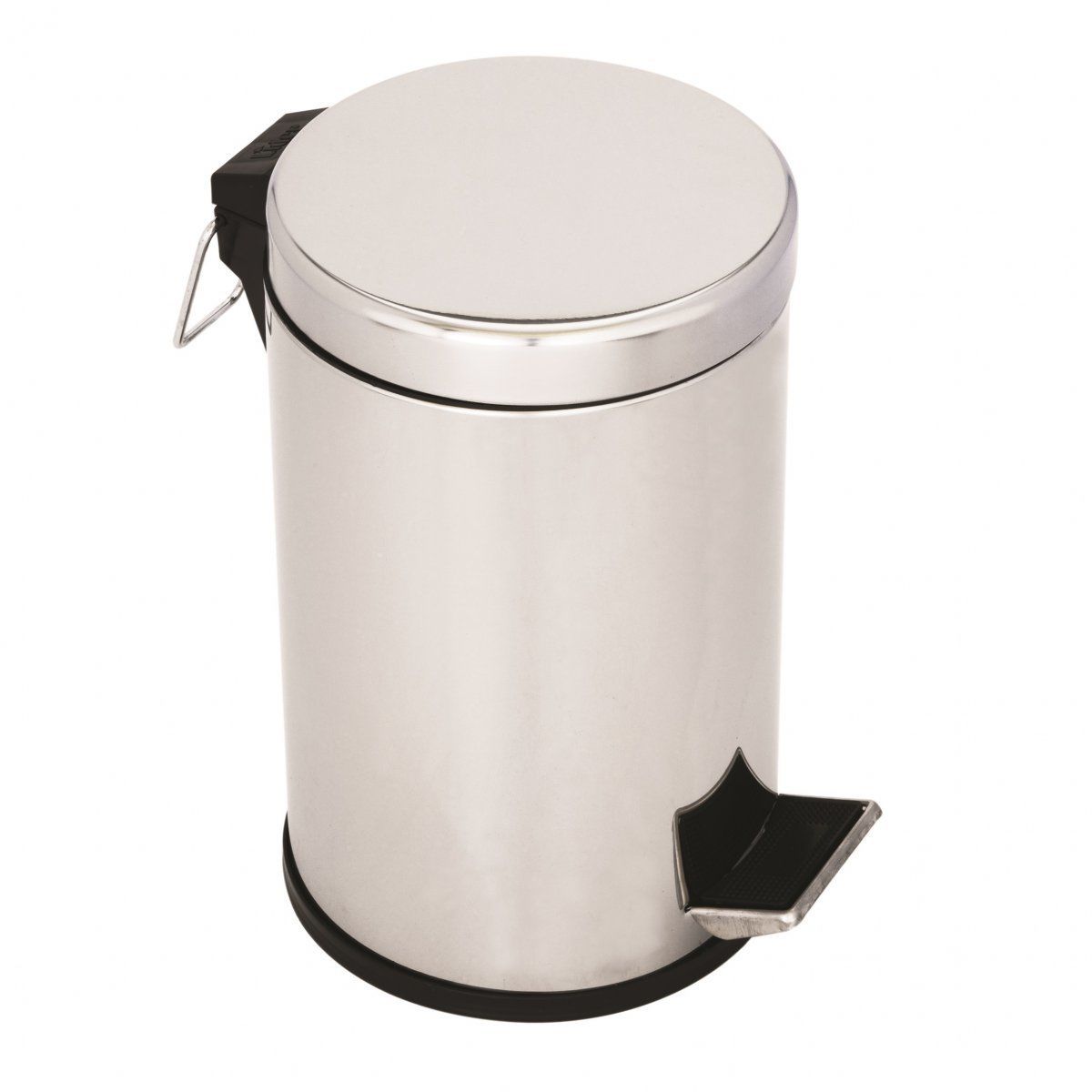 Lider Kapaklı Çöp Kovası Krom 12 Litre | Paslanmaz Çelik Çöp Kovası