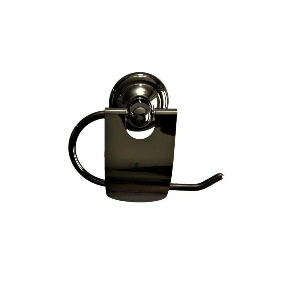 Lider Kapaklı Tuvalet Kağıtlığı Krom Siyah | Duvara Monte WC Aksesuarı