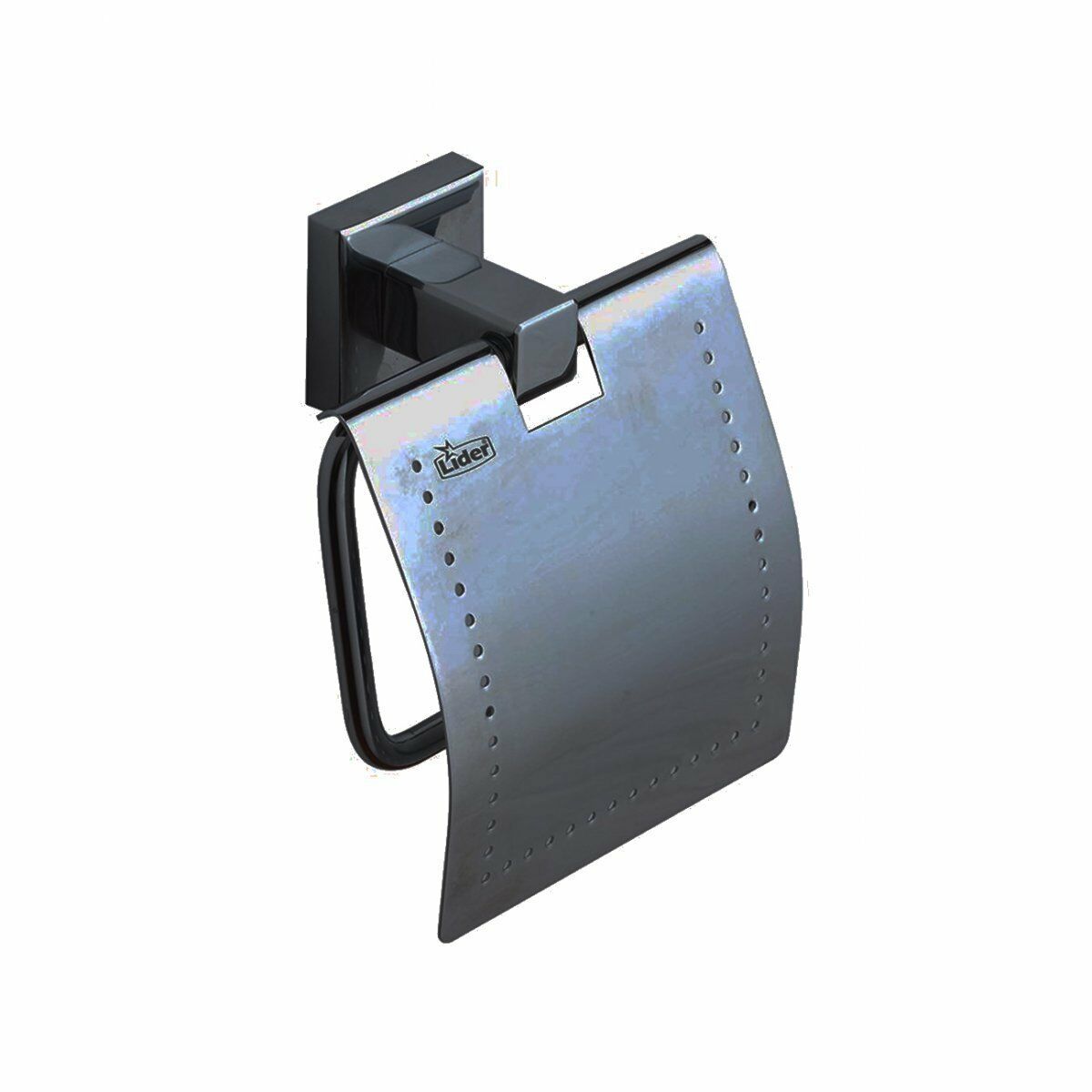 Lider Belezia Duvara Monte Kapaklı Tuvalet Kağıtlığı Krom Siyah | WC Aksesuarı