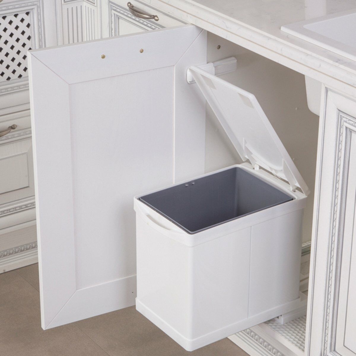Hafele Raylı BRAVO WHITE Çöp kutusu beyaz 35cm 16 lt