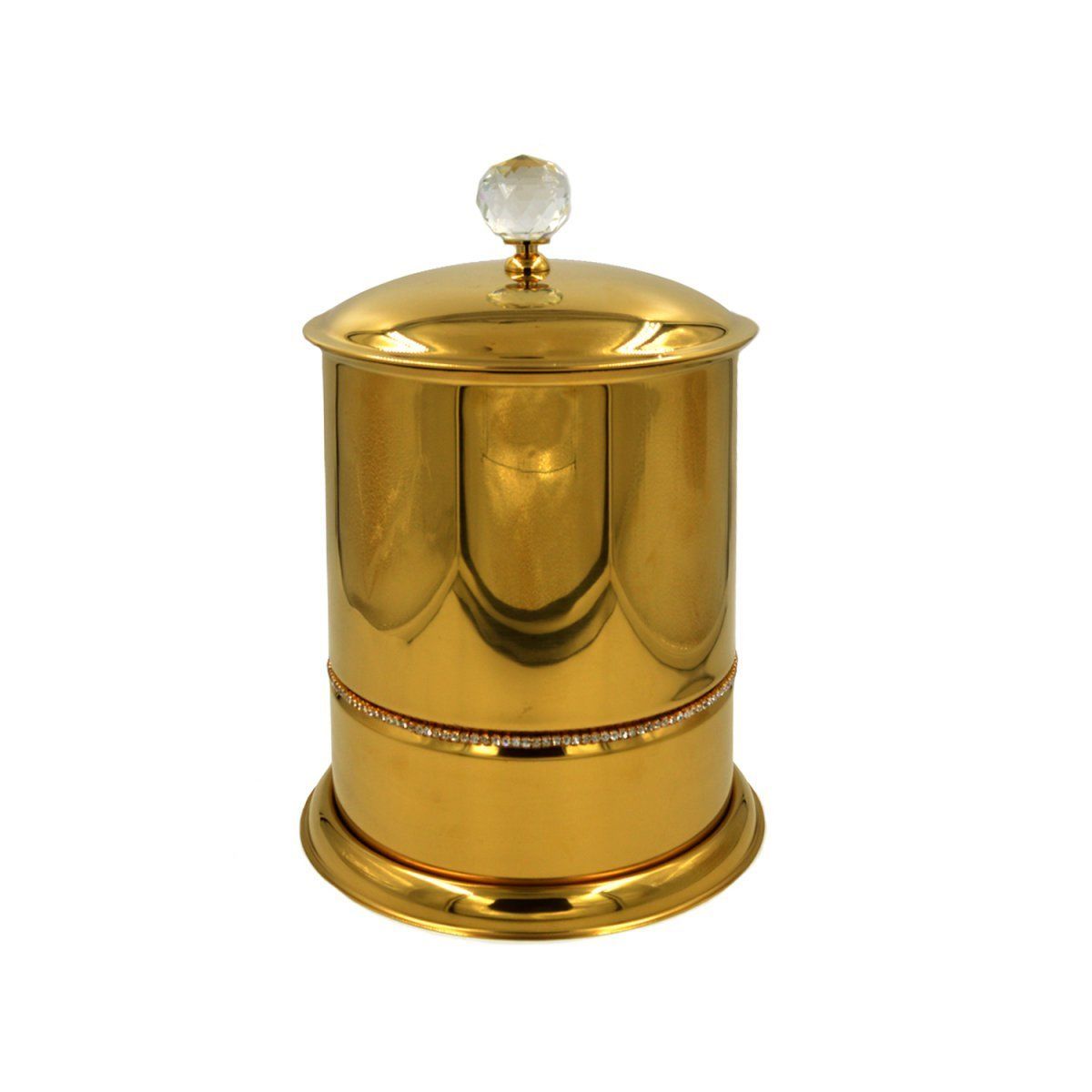 Selin Kapaklı Çöp Kovası Taşlı Altın | Çöp Kovası