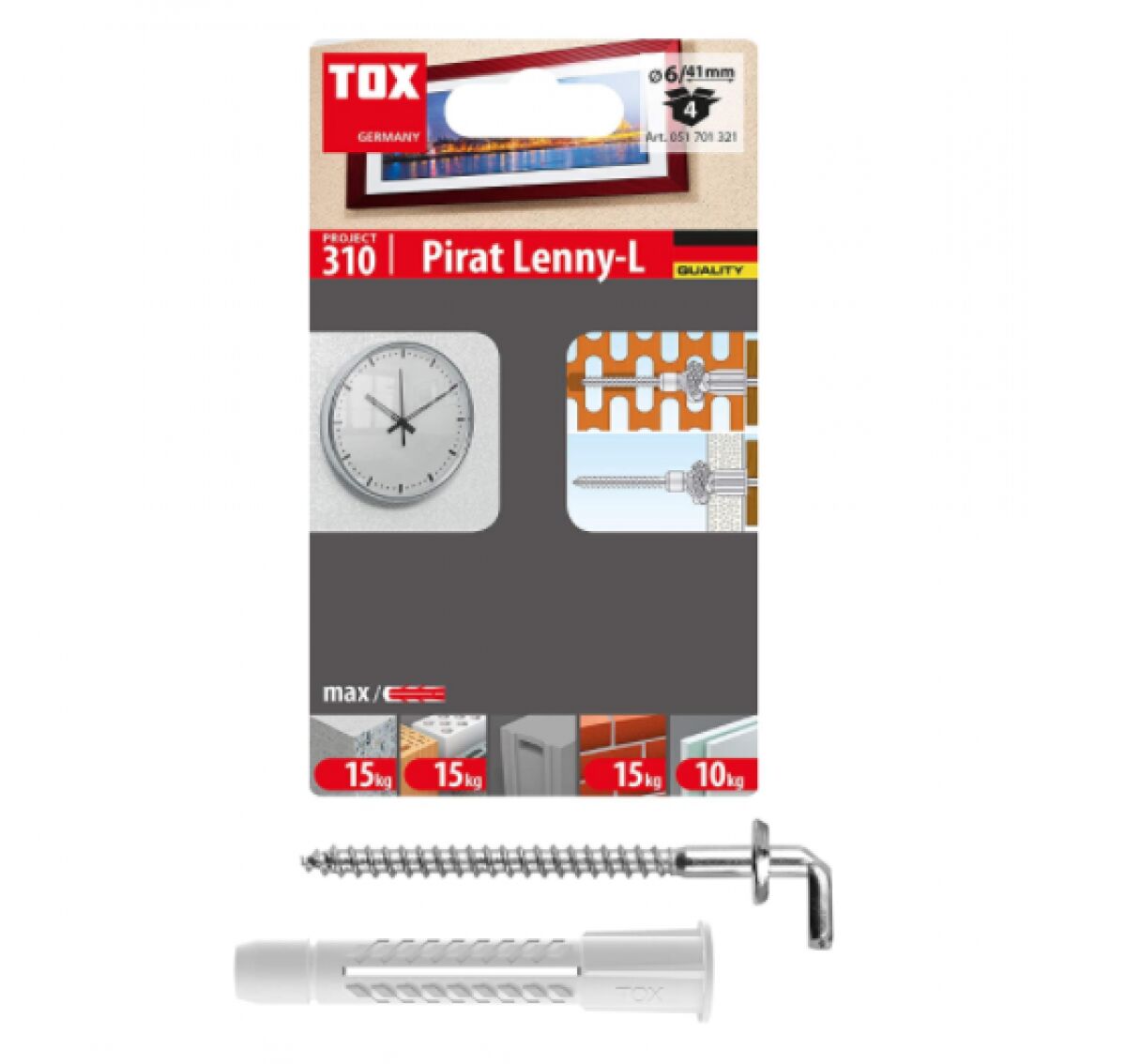 TOX Pirat 6 mm 4’lü | Kancalı Dübel