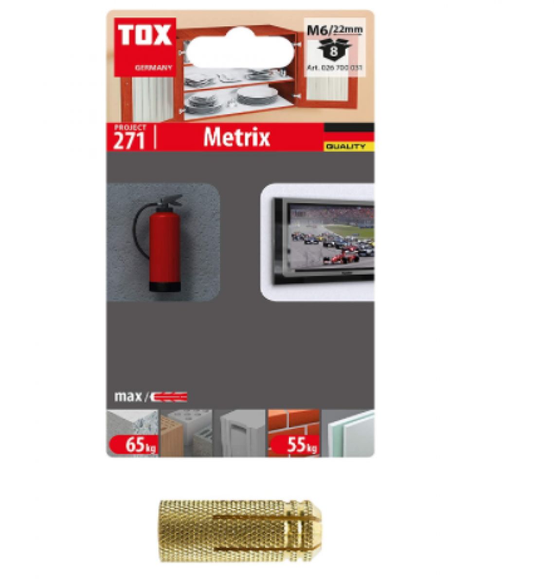 TOX Metrix 6 × 24 mm 8’li | İçten Dişli Metal Dübel