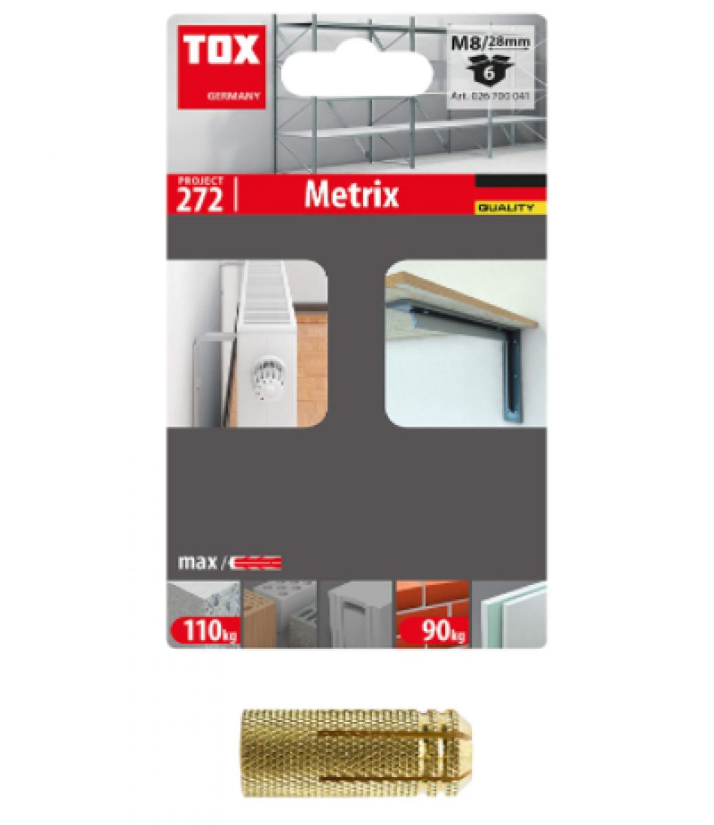 TOX Metrix M8 × 28 mm 6’lı | İçten Dişli Metal Dübel