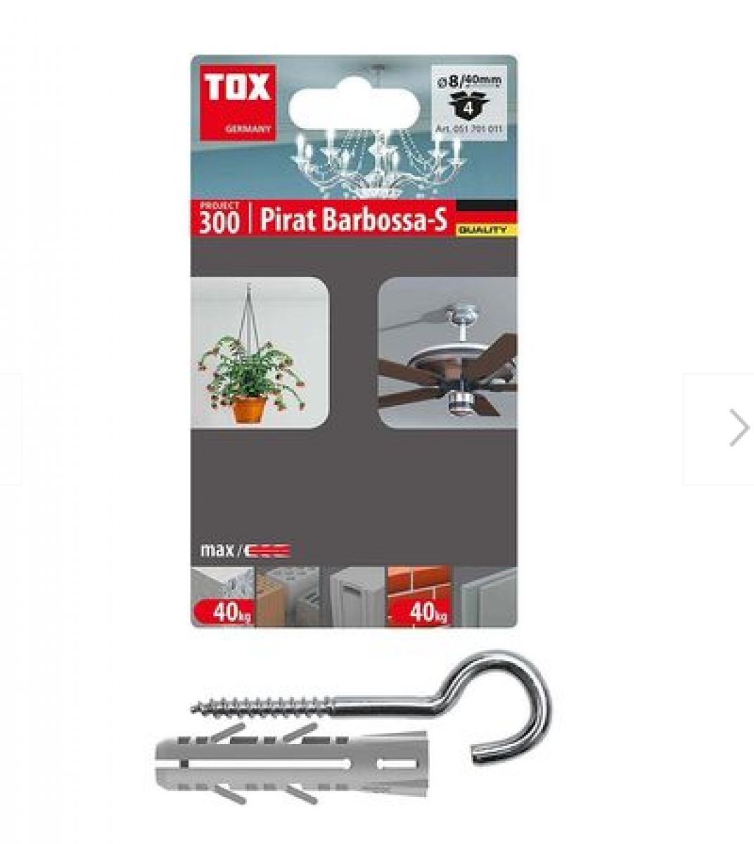 TOX Pirat Barbossa-S Kancalı Roket Dübel | Kancalı Dübel