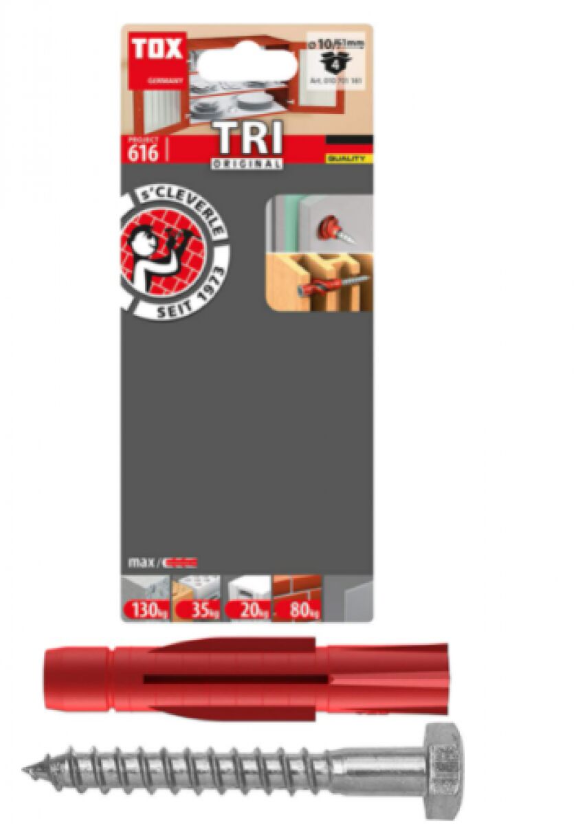 TOX Tri Original 10 × 61 mm 4’lü | Çok Amaçlı Dübel