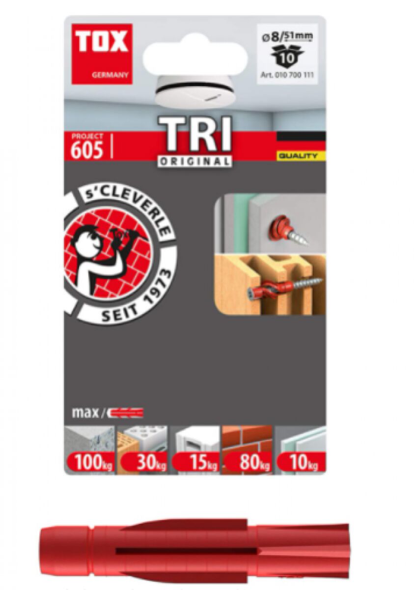 TOX Tri Original 8 × 51 mm 10’lu | Çok Amaçlı Dübel