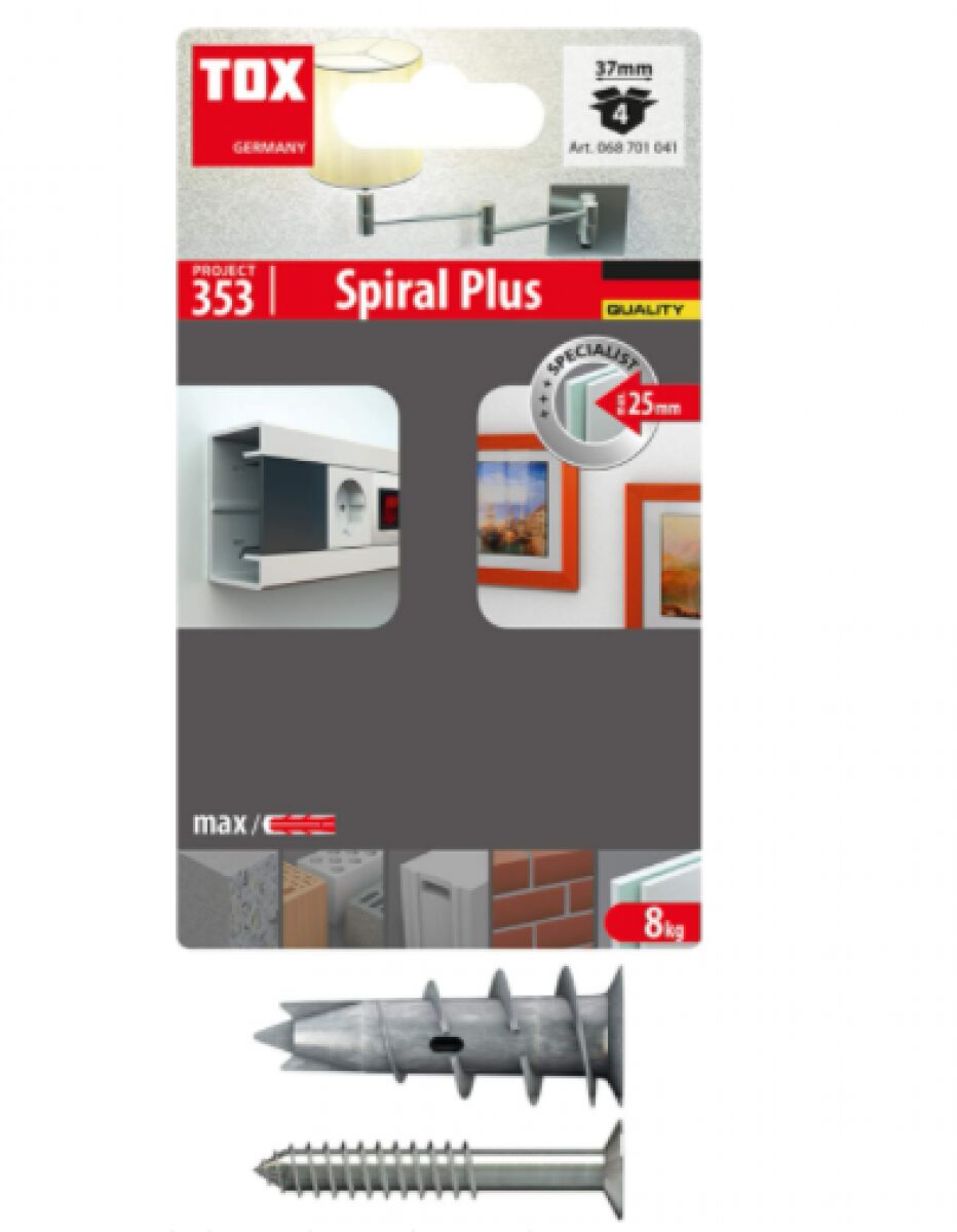 TOX Spiral Plus 4 × 4 Dübel Seti | Dübel