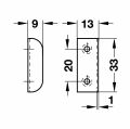 Hafele Kilit karşılığı dönüşlü nikel 33x9mm