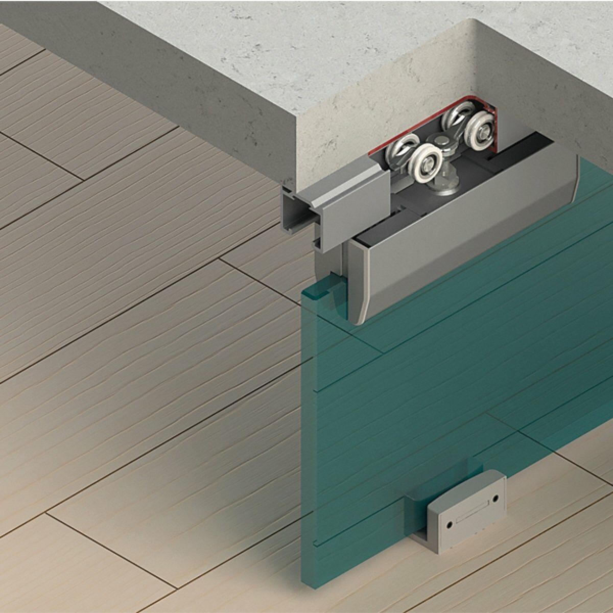 Hafele SLIDE 80-G Cam Kayar Kapı Seti | 80 kg Taşıma Kapasiteli