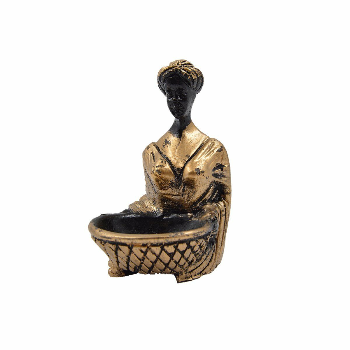 Dekoratif Sepet Tutan Kadın Biblo 10 cm Altın | Biblo