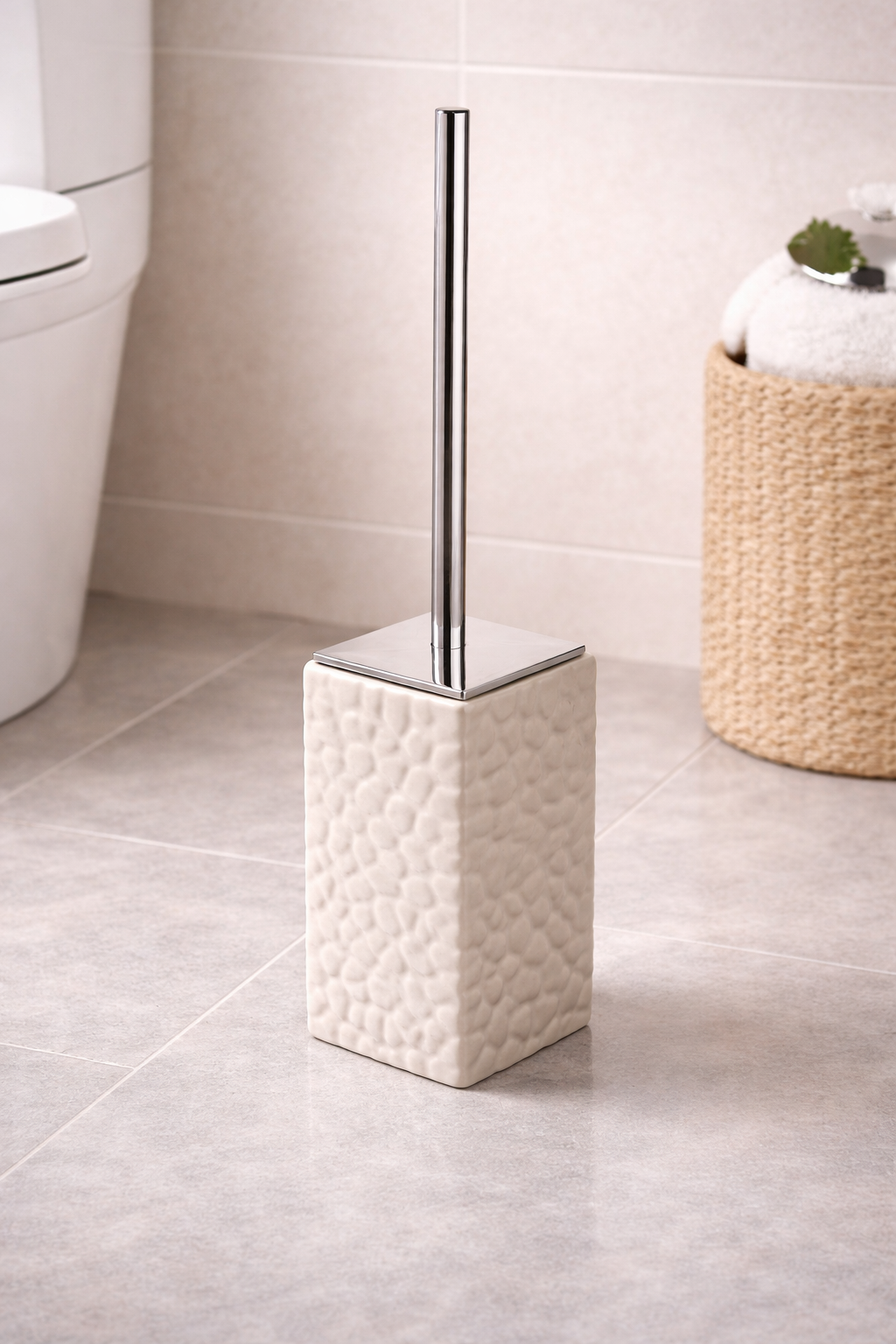 GEDY Martina Beyaz Seramik Tuvalet Fırçası | Banyo Aksesuarı