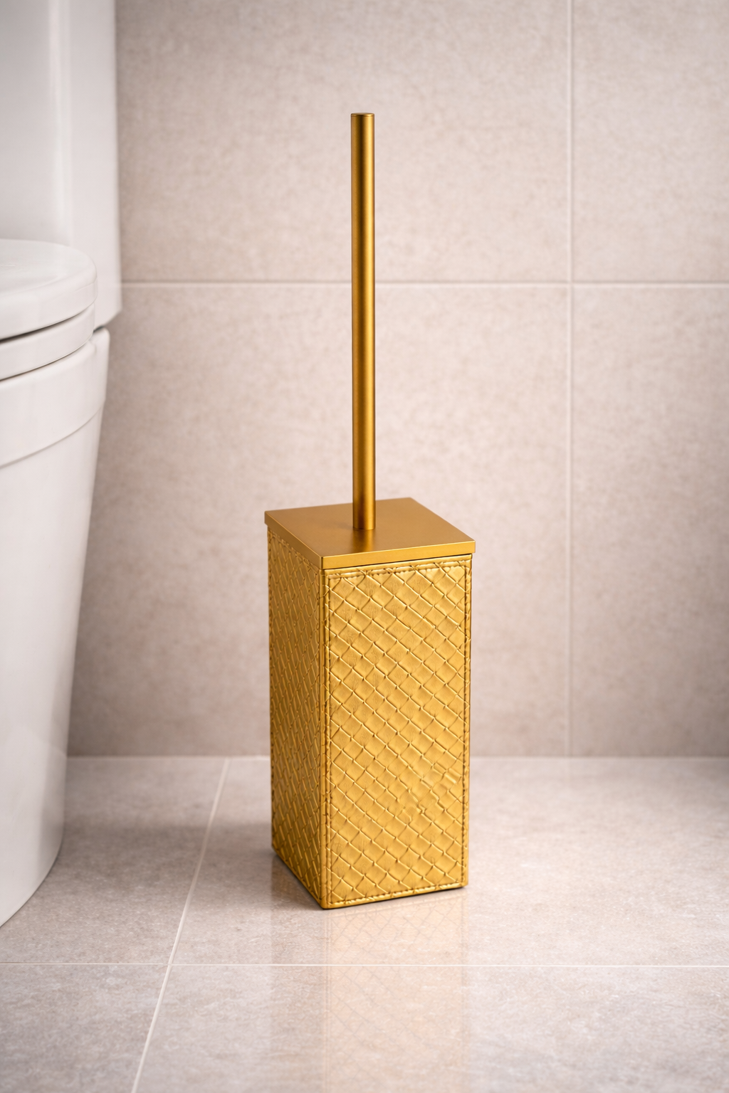 GEDY Marrakech Altın Deri Tuvalet Fırçası | Banyo Aksesuarı