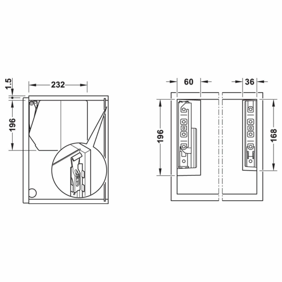 Hafele FREE FLAP 1.7 E Makas seti A gri