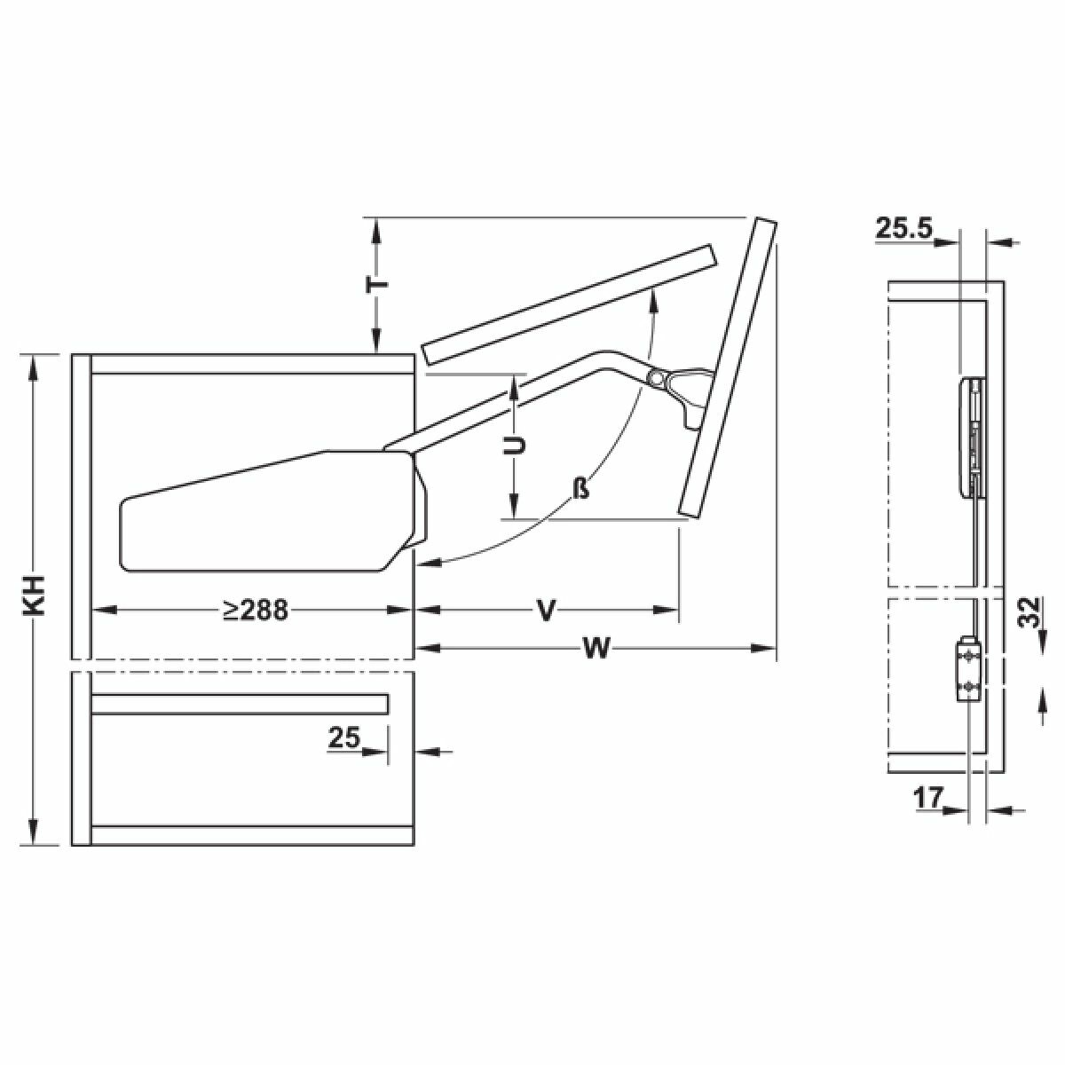 Hafele F.FOLD Makas set ant. 65-73cm/5,8-11,6kg