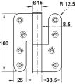 Hafele BH15 Yaprak menteşe çık.p.çelik mat 100mm sağ