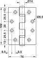Hafele BH05 Yaprak Menteşe p.çelik 201,102x74x2,5mm