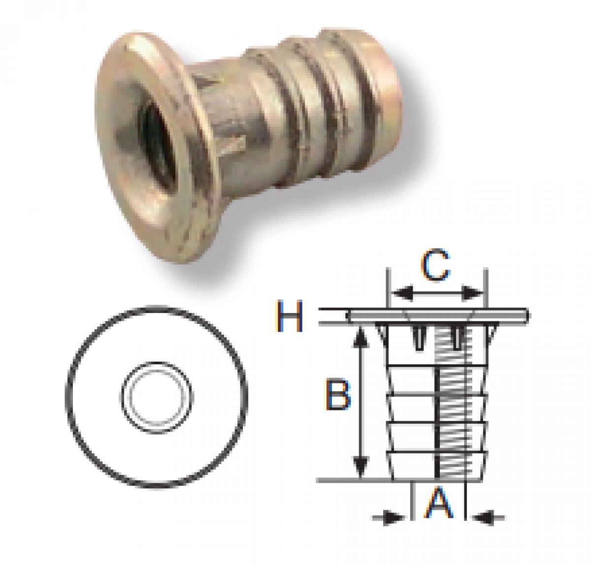 Siso M6, Ø14X14MM, ÇELIK Dübel BURÇ DR-614