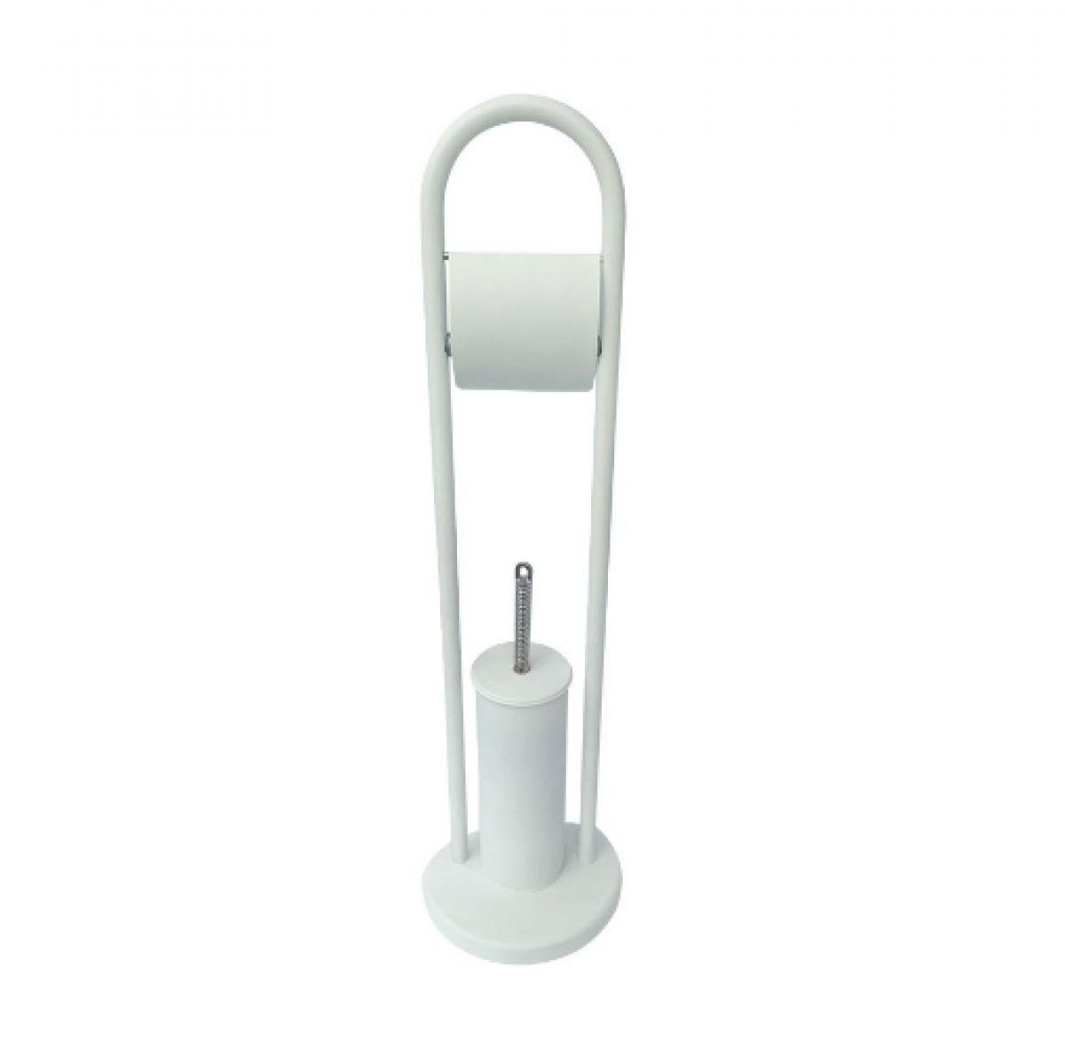 Lider Ayaklı Yuvarlak Taban Kapaklı Tuvalet Kağıtlığı ve Fırçası Beyaz | Tuvalet Aksesuar Seti