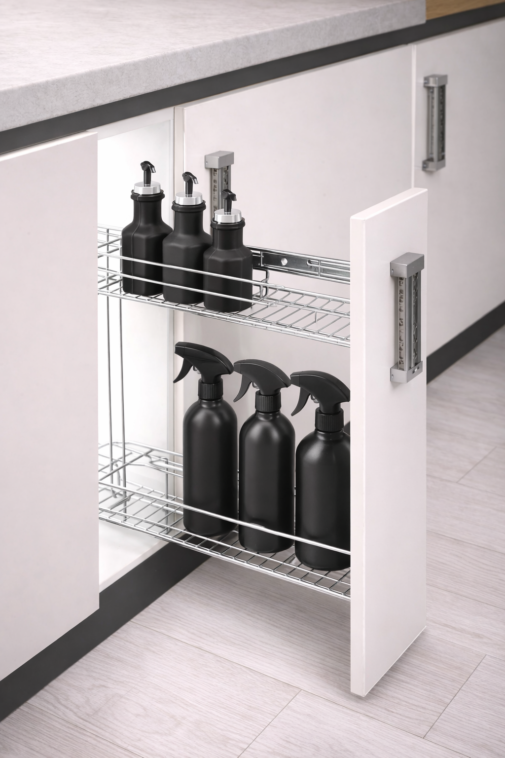 OSCAR Teleskopik Yandan Raylı Şişelik 200 mm | Raylı Deterjanlık