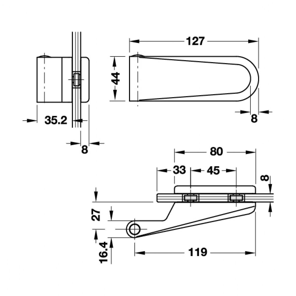 HAFELE Cam Kapı Menteşe Seti Gümüş | 8–12 mm Cam Kapılar İçin