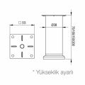 Hafele ALDEN Ayak yuvarlak mat krom 38x200mm